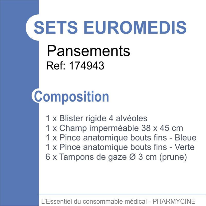 SET DE PANSEMENT AVEC CHAMP ET 2 PINCES ANATOMIQUES EUROMEDIS